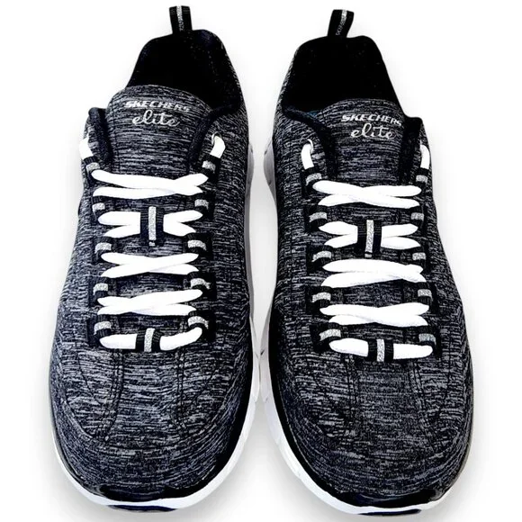Sketchers-Women's SIZE 6- Memory Foam Elite Sneakers-Flex Elite-Black White - Picture 2 of 15